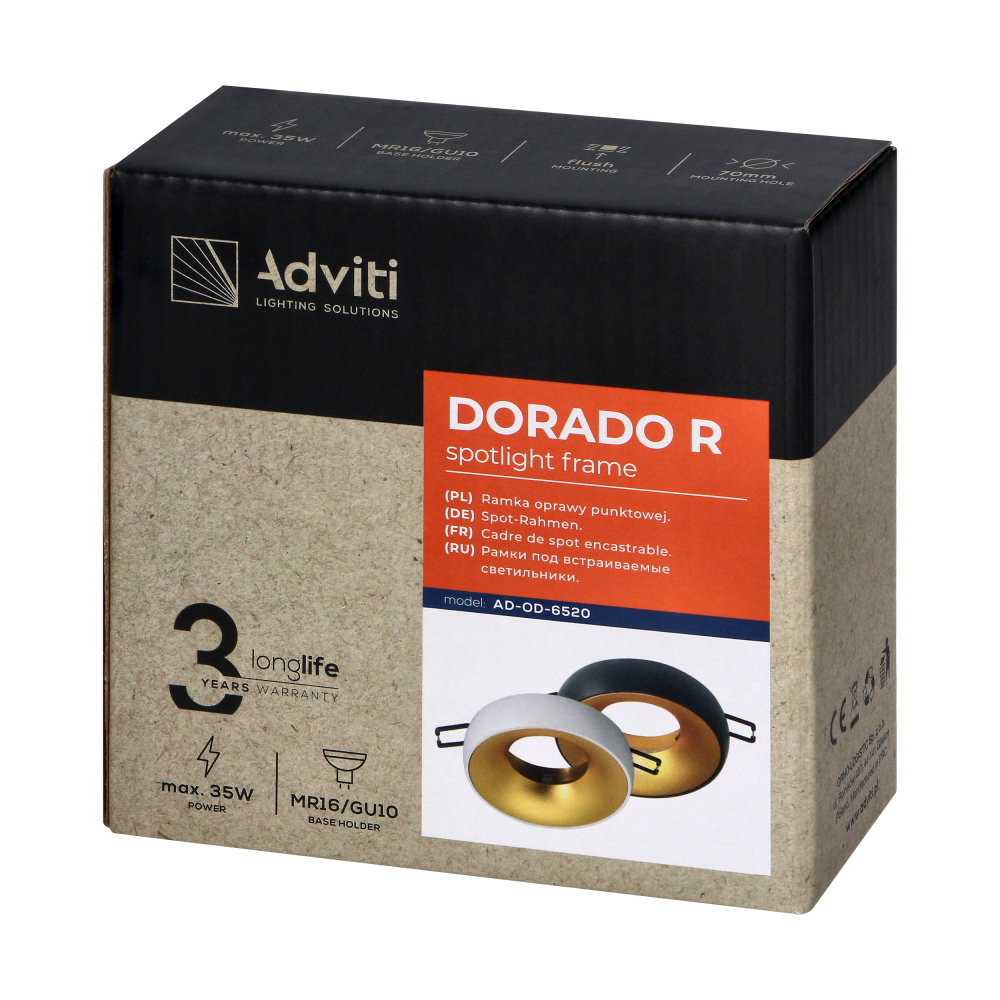 DORADO R decorative frame for spotlight, GU10, round, white-gold